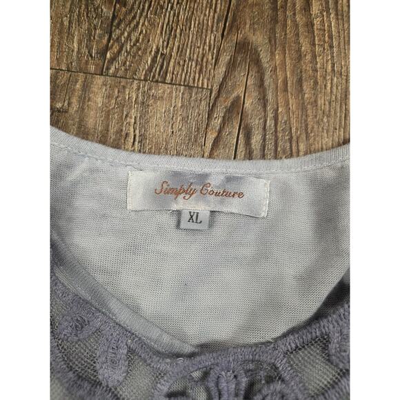 Simply Couture Gray/Blue Floral Lace Sleeveless Tank Top Flowy Shirt XL - Picture 4 of 7